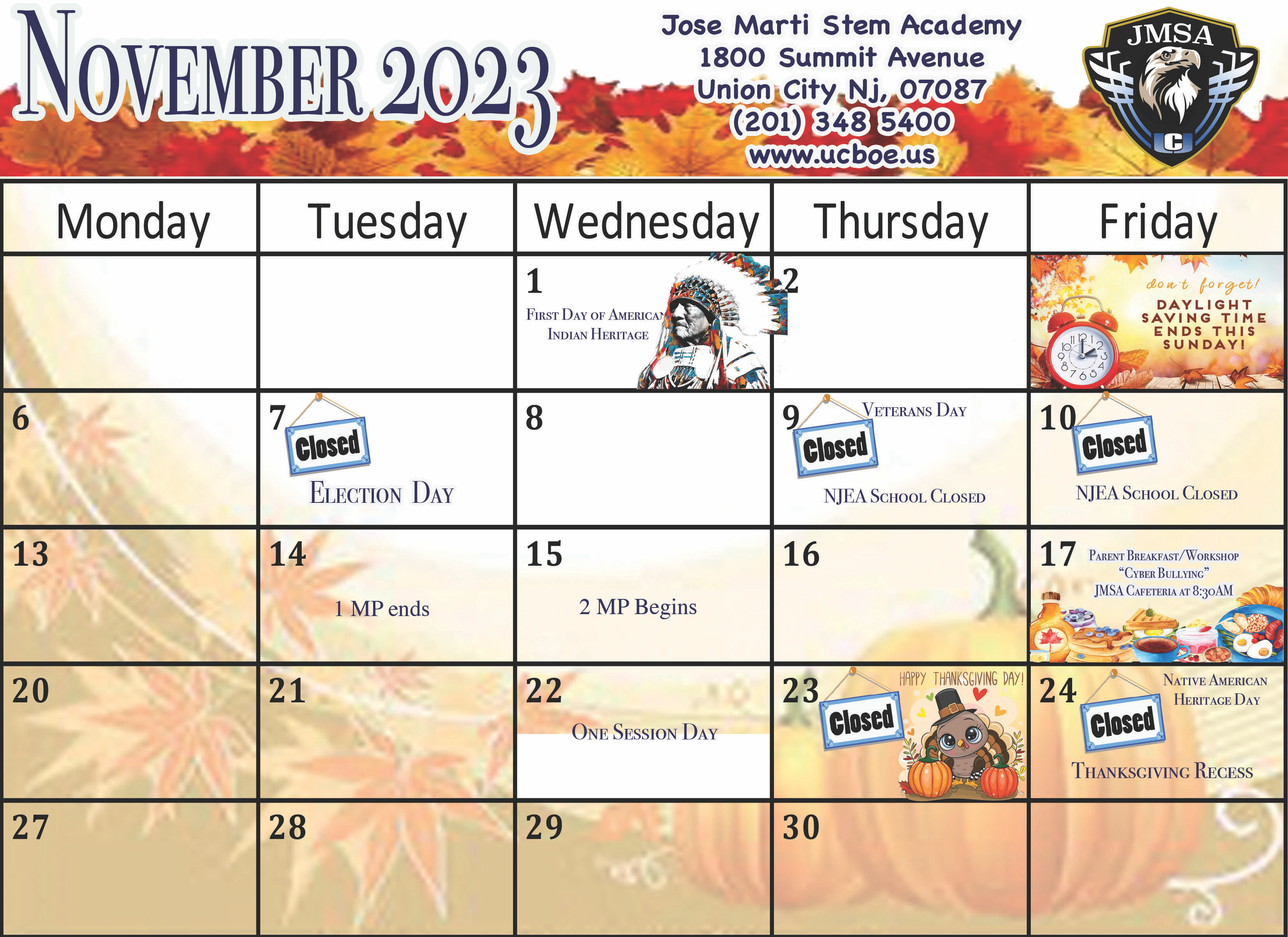 November 2023 Calendar-JMSA 