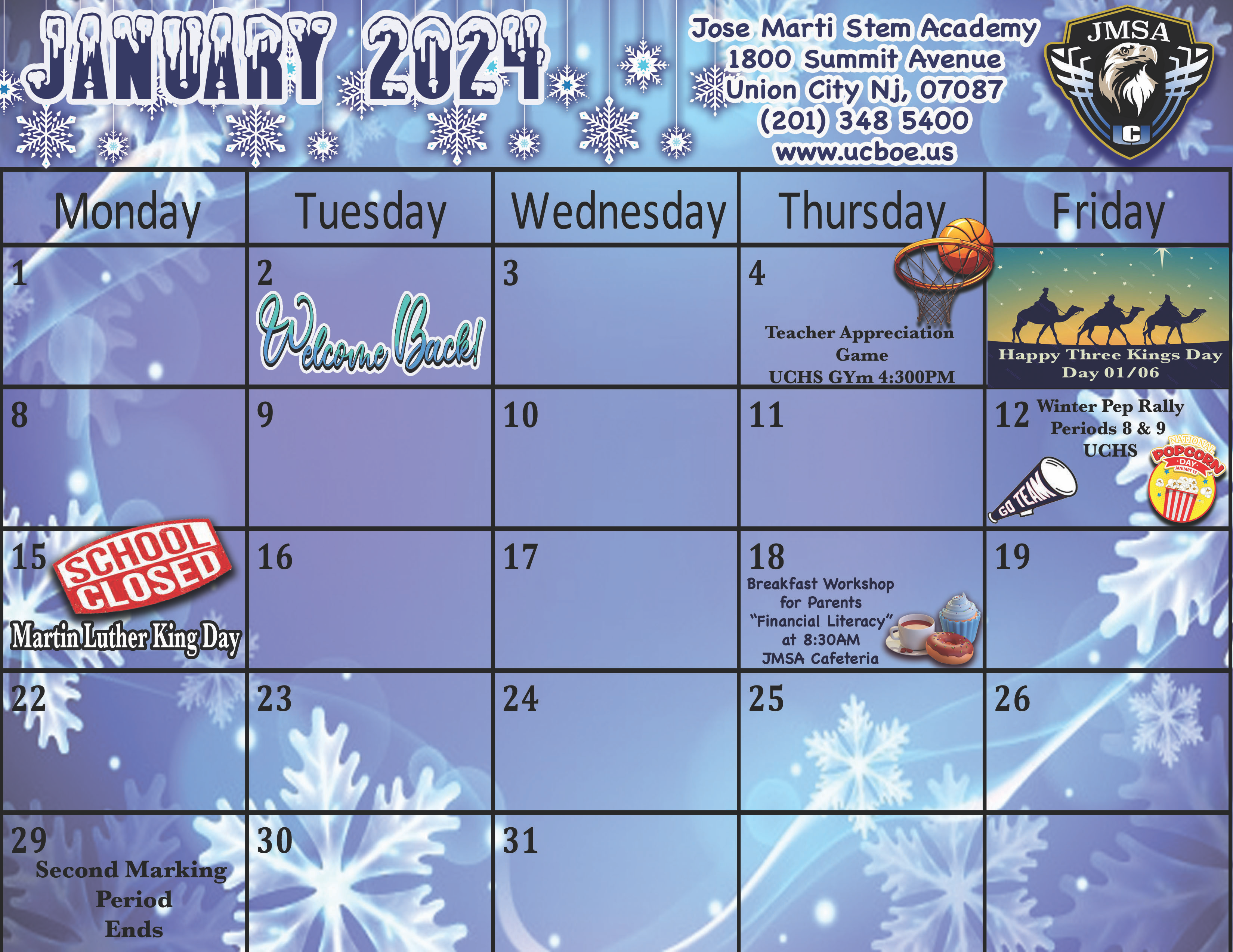 January 2024 Calendar-JMSA
