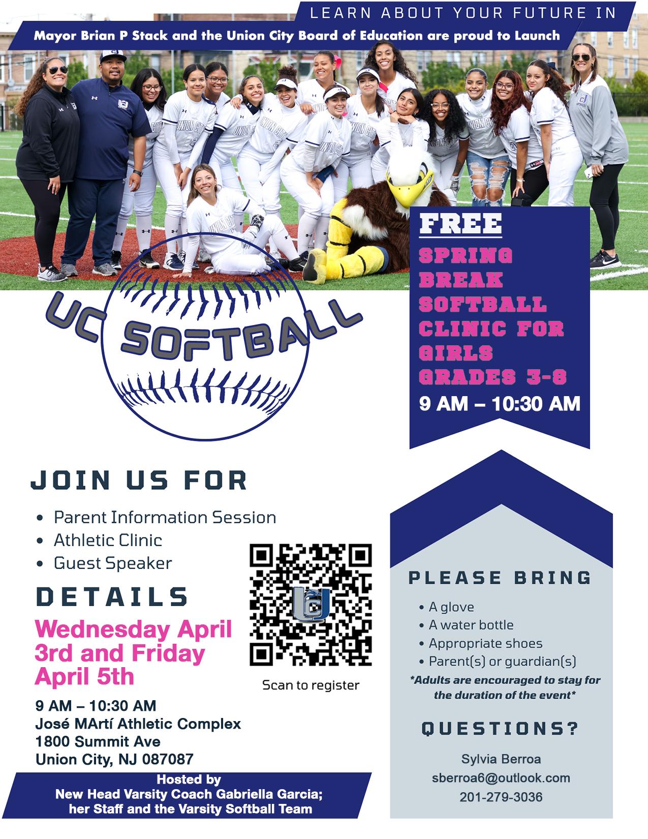 Spring Break Softball Clinic Flyer